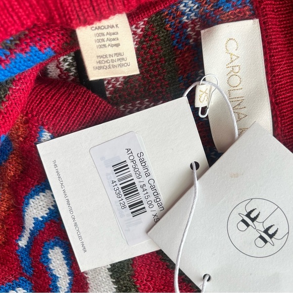 NWT Carolina K 100% Baby Alpaca Wool Sabina Bohemian Cardigan Cowboy Floral XS - Picture 15 of 15